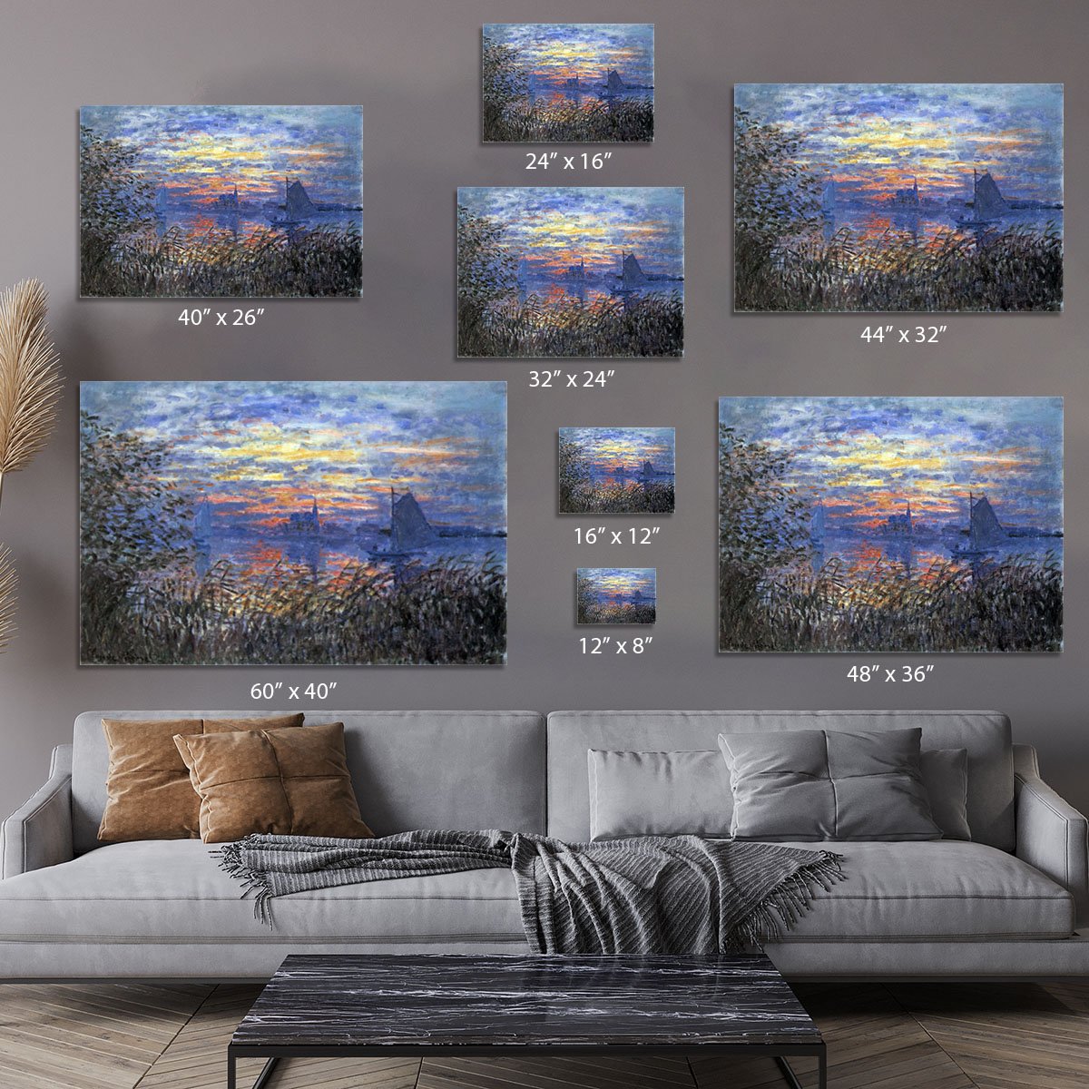 Sunset on the Seine by Monet Canvas Print or Poster