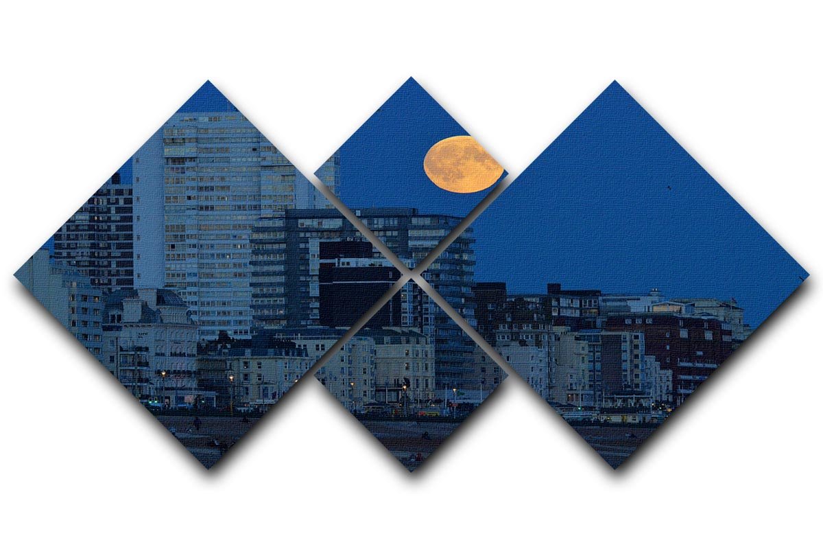 Super moon over Brighton 4 Square Multi Panel Canvas - Canvas Art Rocks - 1