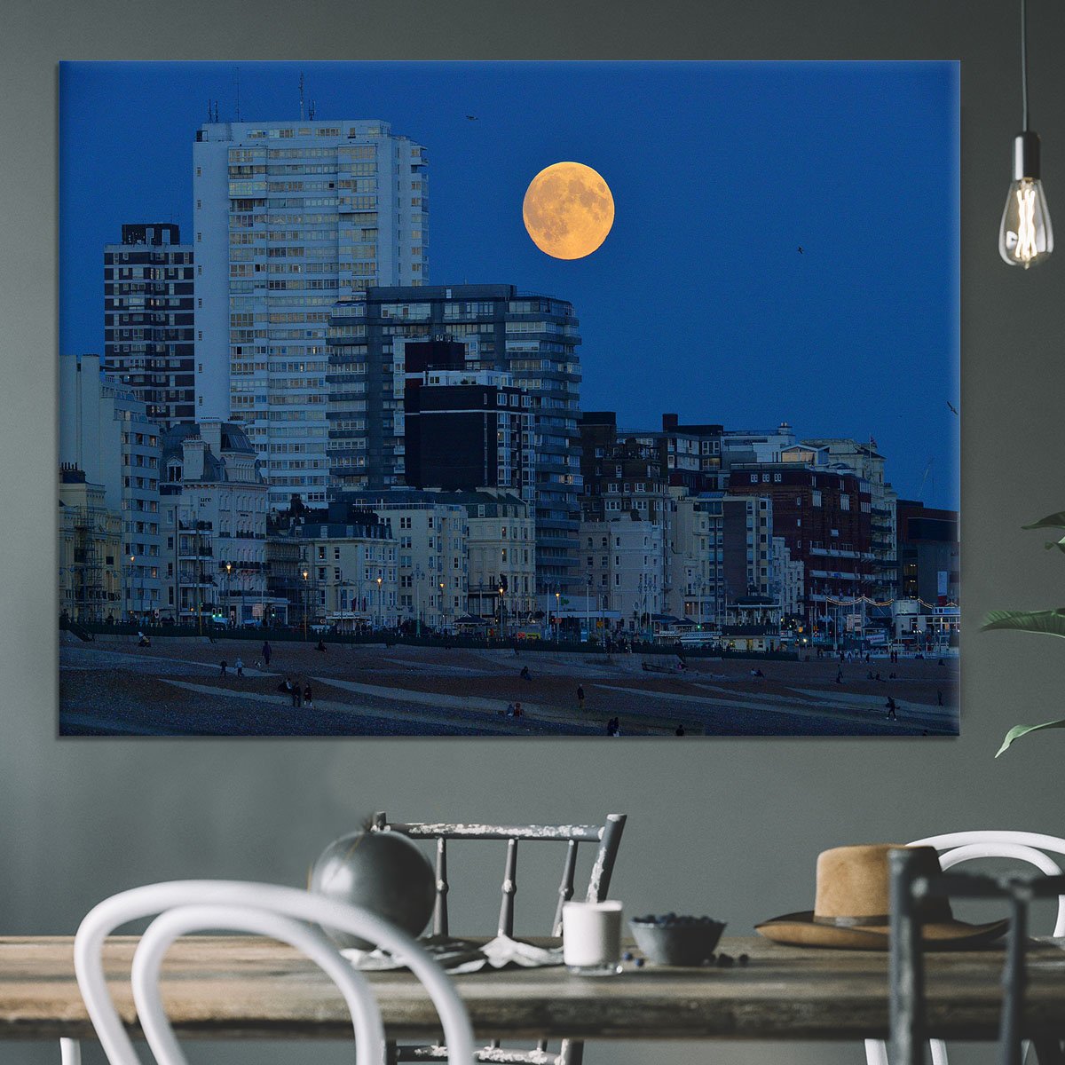 Super moon over Brighton Canvas Print or Poster