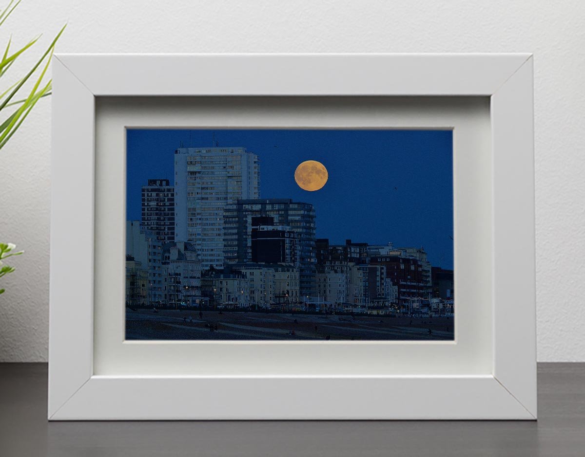 Super moon over Brighton Framed Print - Canvas Art Rocks - 3