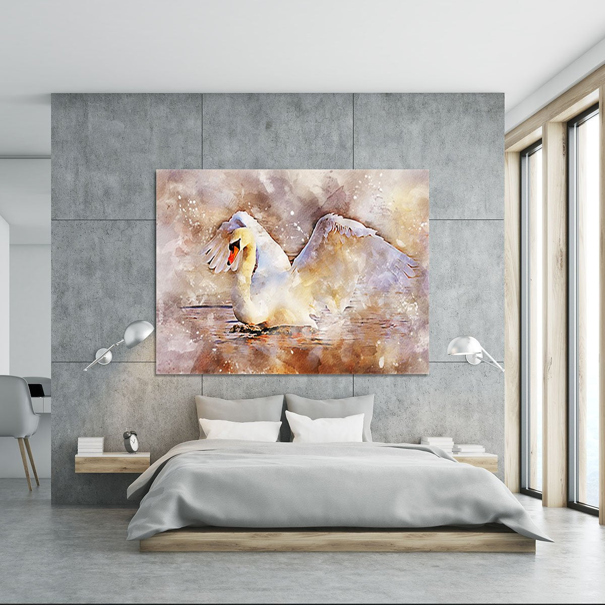 Swan Painting Canvas Print or Poster