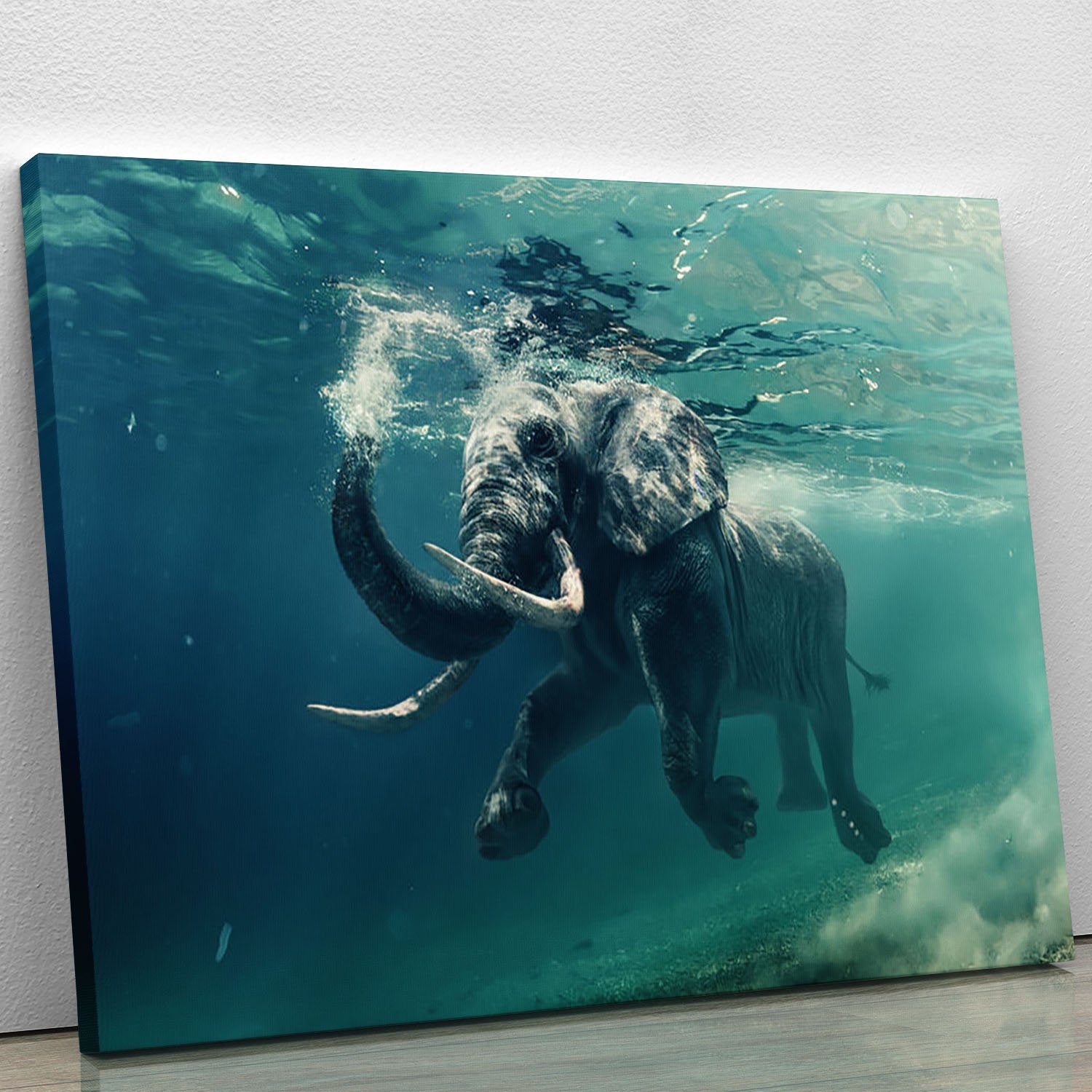 Swimming Elephant Underwater Canvas Print or Poster