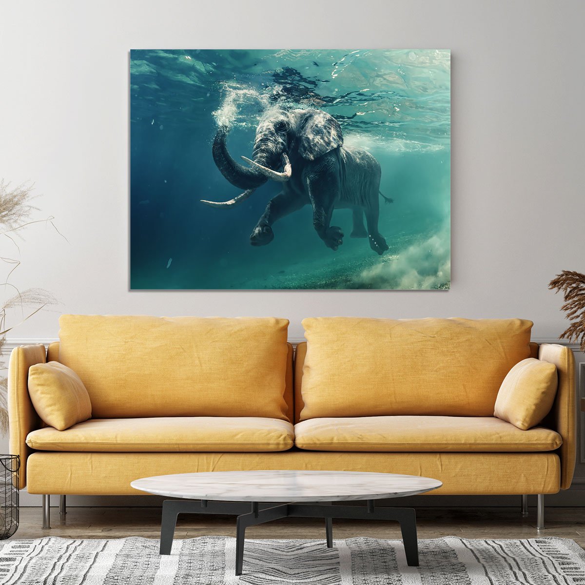 Swimming Elephant Underwater Canvas Print or Poster