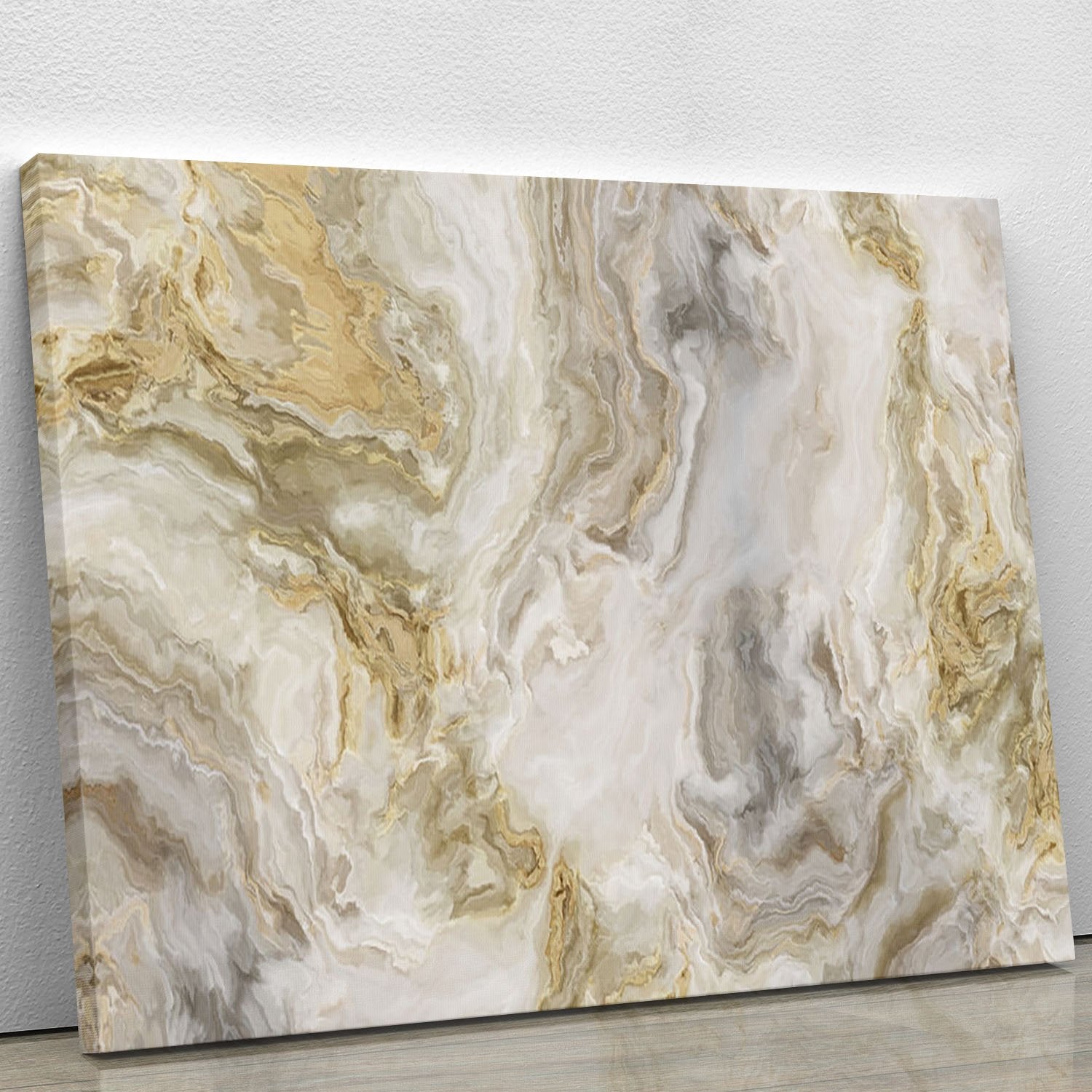 Swirled White Grey and Gold Marble Canvas Print or Poster
