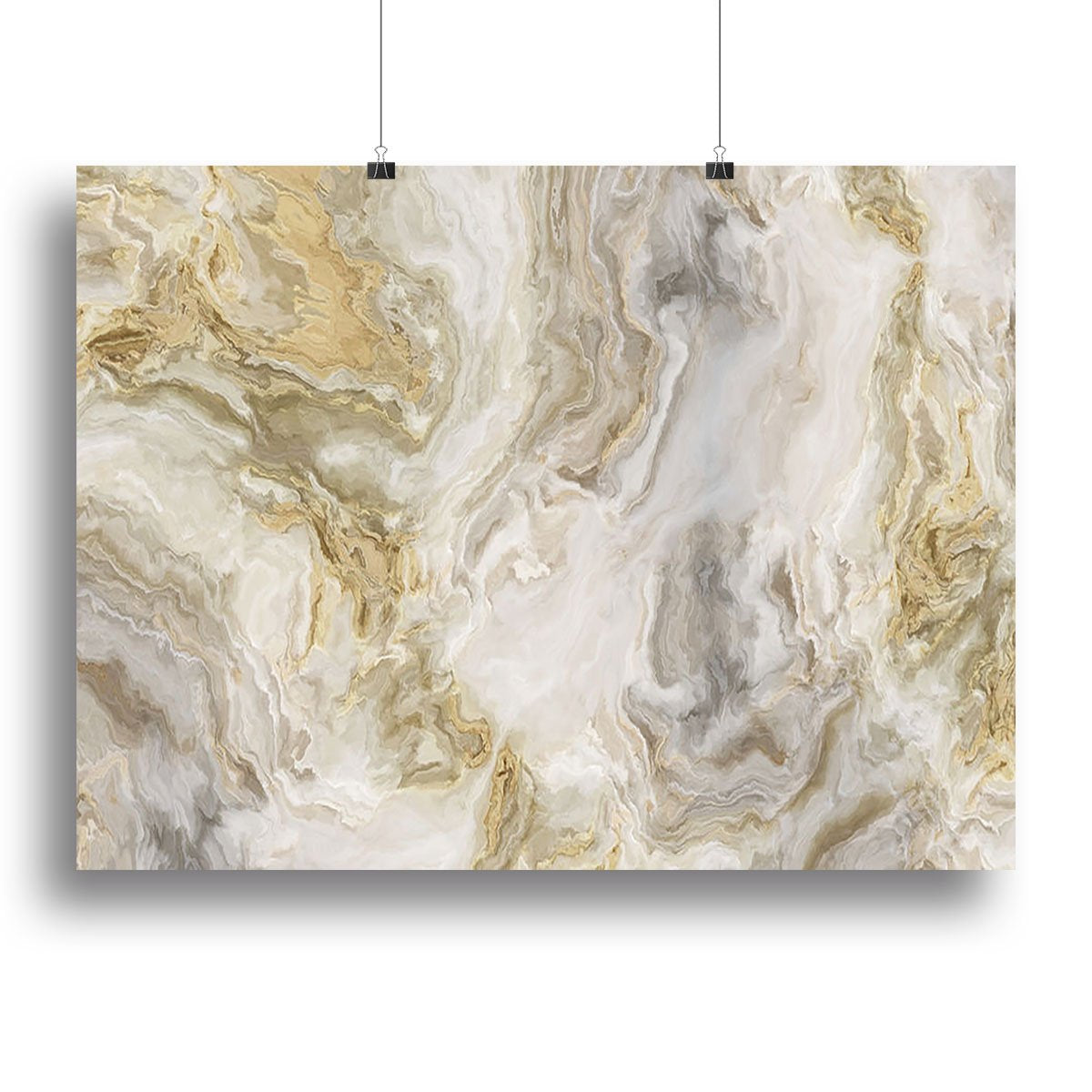 Swirled White Grey and Gold Marble Canvas Print or Poster