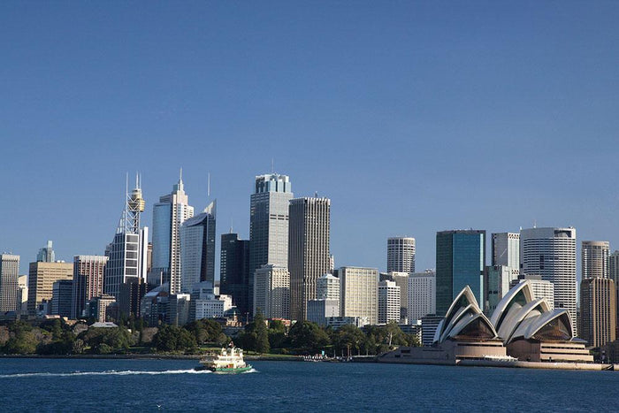 Sydney Cityscape Over Blue Sky Wall Mural Wallpaper