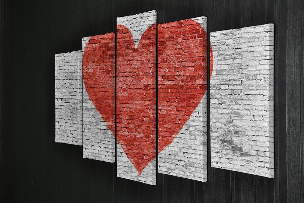 Symbol of love painted on white brick 5 Split Panel Canvas - Canvas Art Rocks - 2