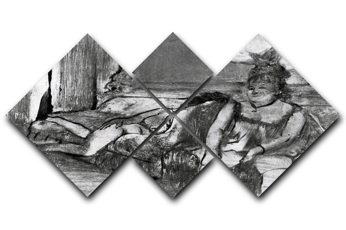 Taking a rest by Degas 4 Square Multi Panel Canvas - Canvas Art Rocks - 1