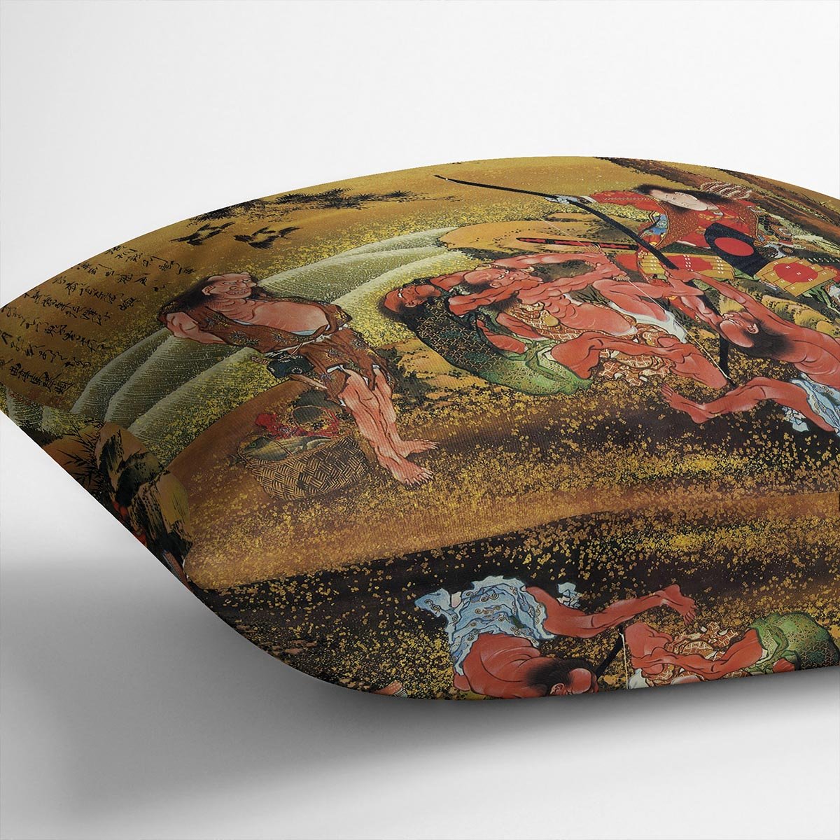 Tametomo and the demons by Hokusai Throw Pillow