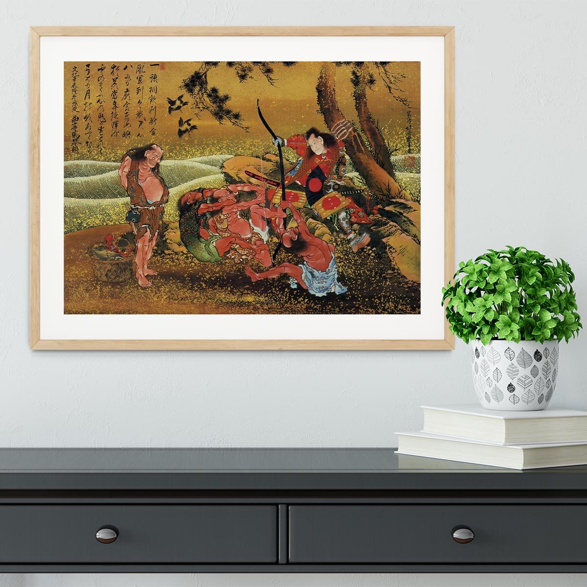 Tametomo and the demons by Hokusai Framed Print - Canvas Art Rocks - 3
