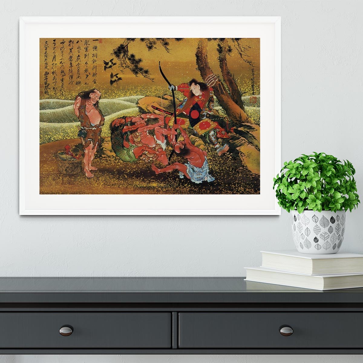 Tametomo and the demons by Hokusai Framed Print - Canvas Art Rocks - 5