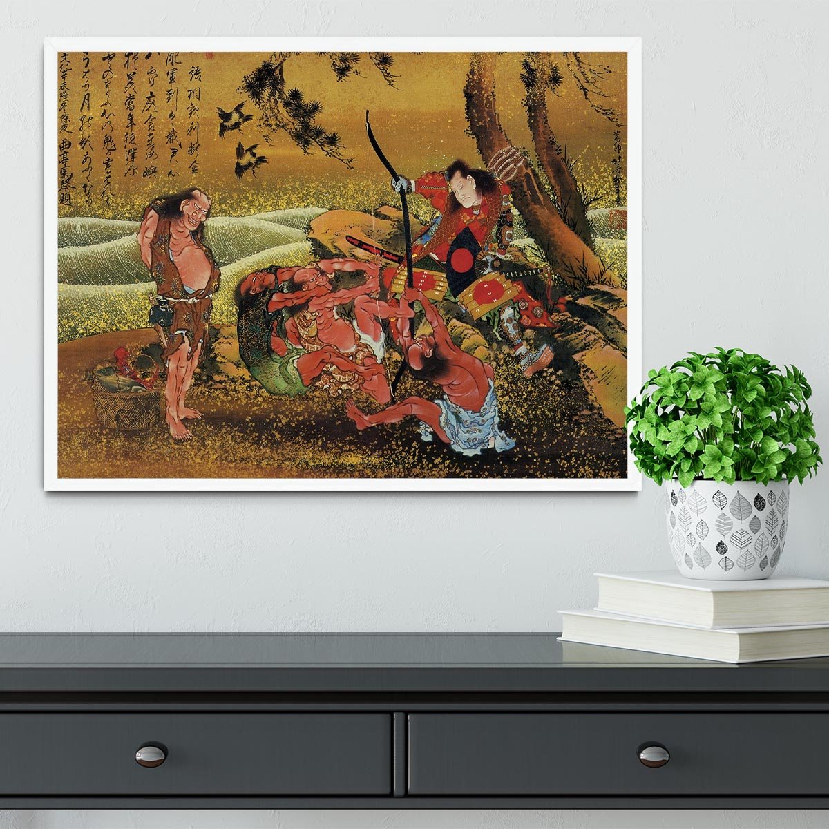 Tametomo and the demons by Hokusai Framed Print - Canvas Art Rocks -6