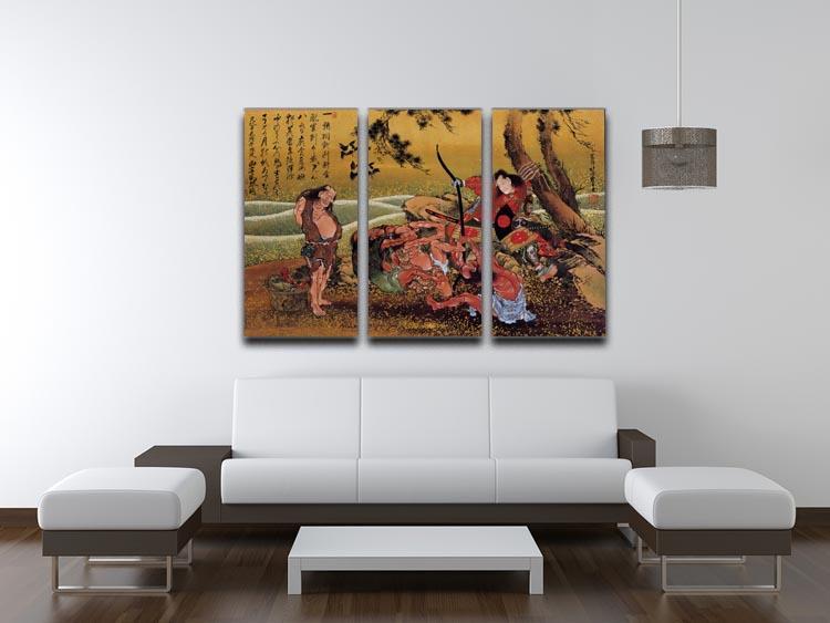 Tametomo on Demon island by Hokusai 3 Split Panel Canvas Print - Canvas Art Rocks - 3