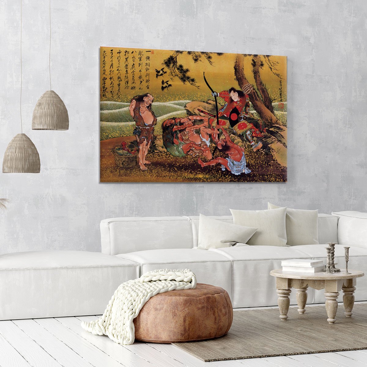 Tametomo on Demon island by Hokusai Canvas Print or Poster