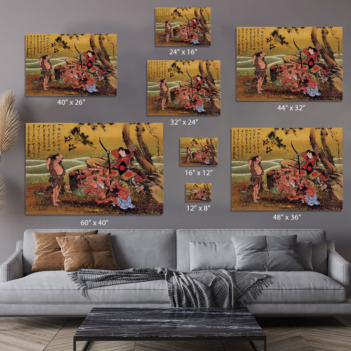 Tametomo on Demon island by Hokusai Canvas Print or Poster
