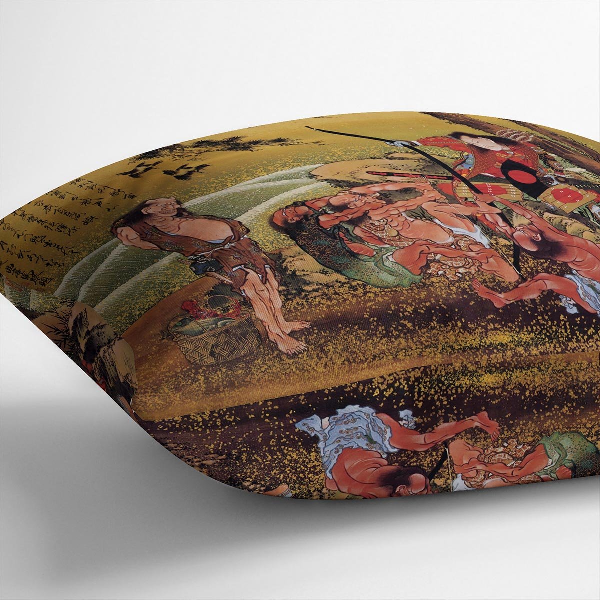 Tametomo on Demon island by Hokusai Throw Pillow