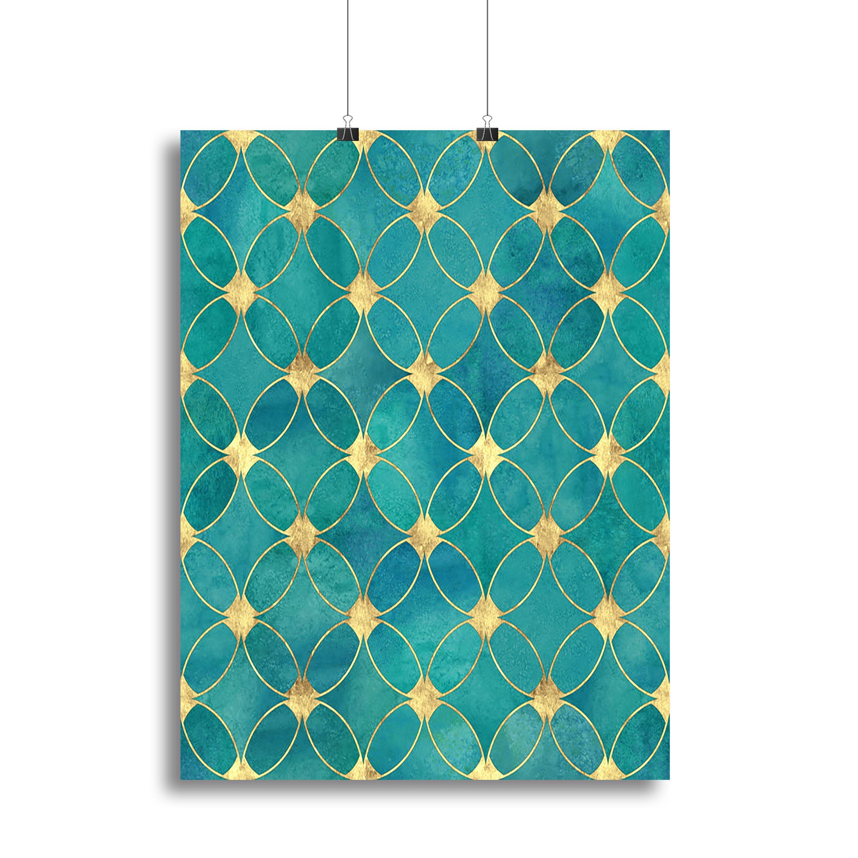 Teal and Gold Abstract Pattern Canvas Print or Poster