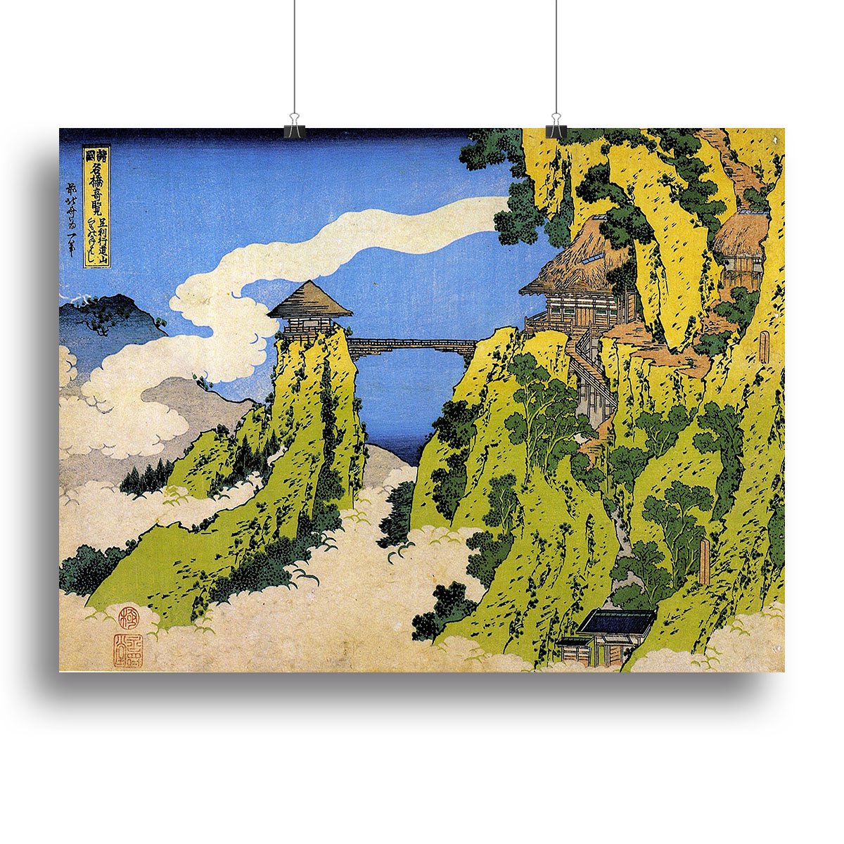 Temple bridge by Hokusai Canvas Print or Poster