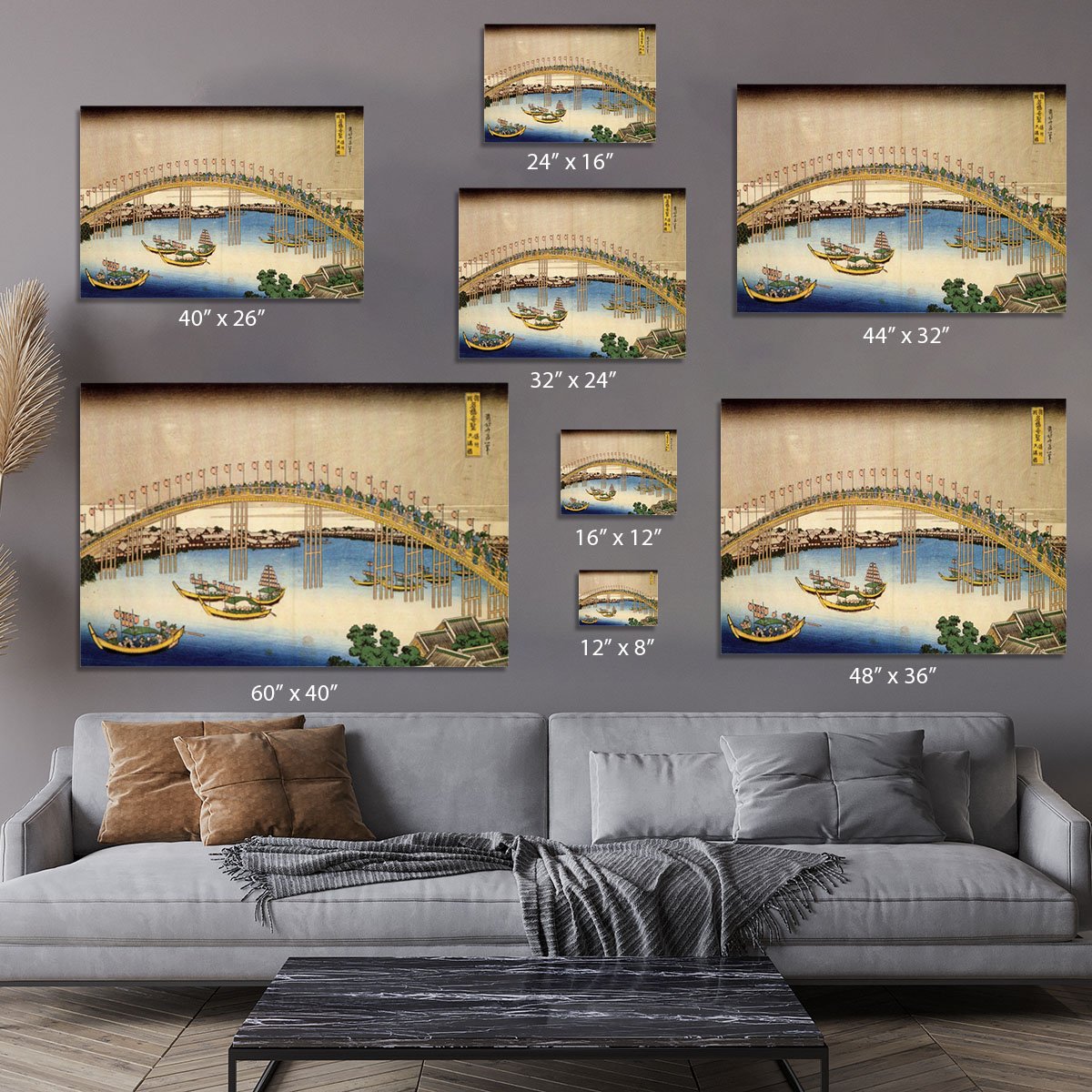 Tenma bridge by Hokusai Canvas Print or Poster