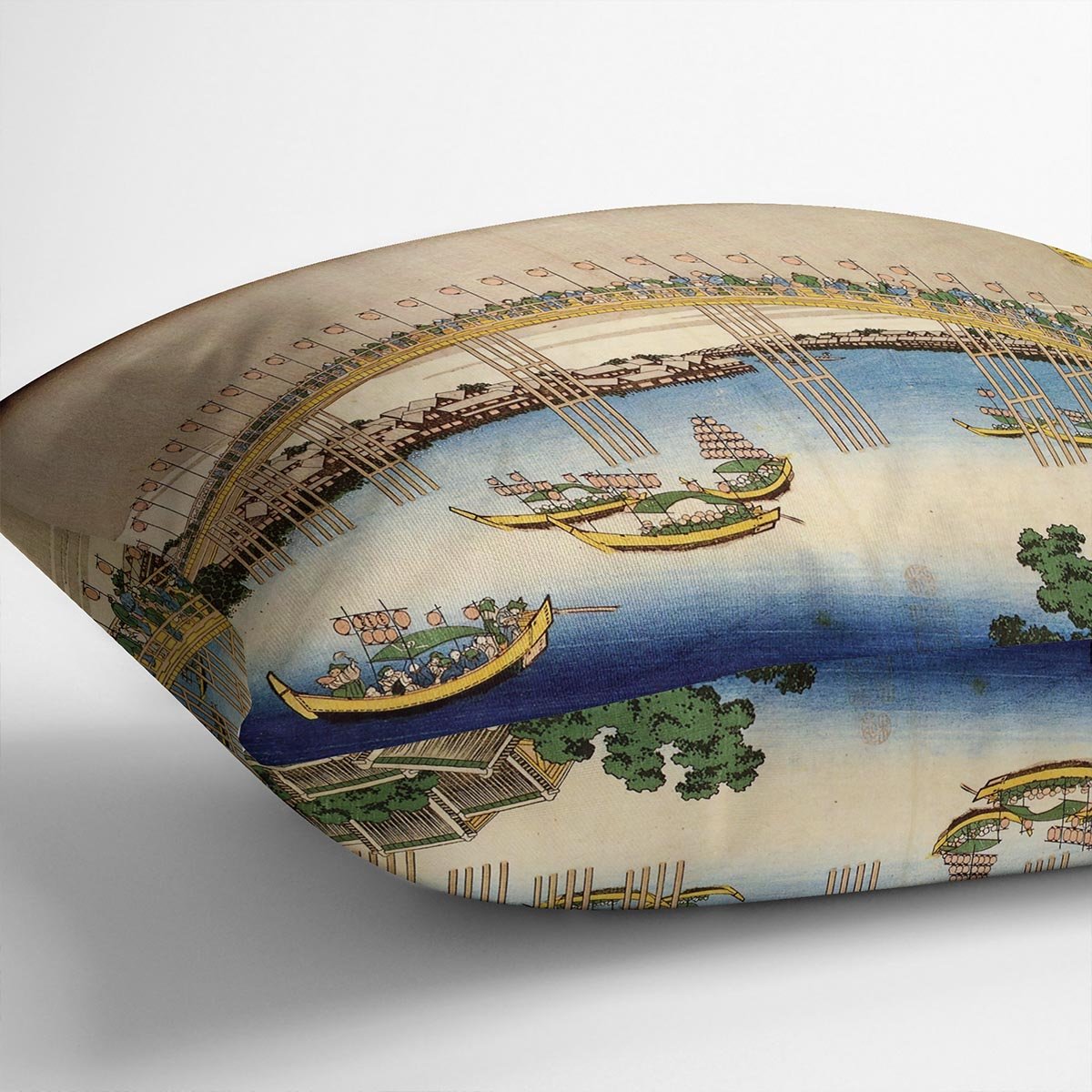 Tenma bridge by Hokusai Throw Pillow