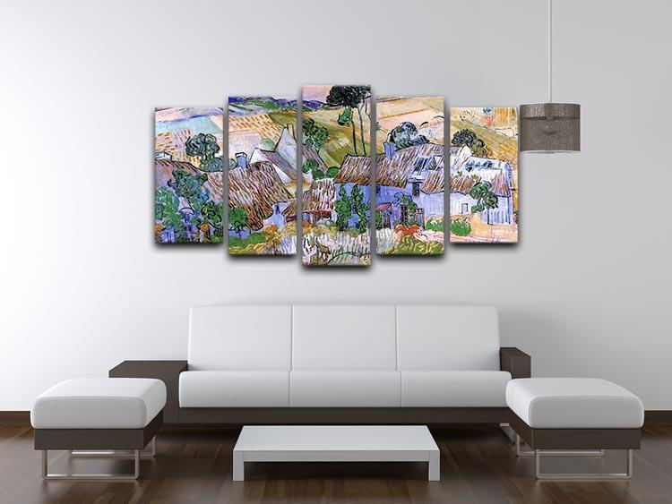 Thatched Cottages by a Hill by Van Gogh 5 Split Panel Canvas - Canvas Art Rocks - 3