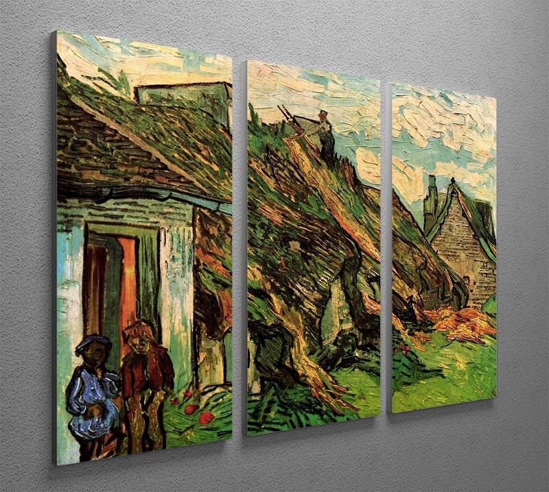 Thatched Sandstone Cottages in Chaponval by Van Gogh 3 Split Panel Canvas Print - Canvas Art Rocks - 4