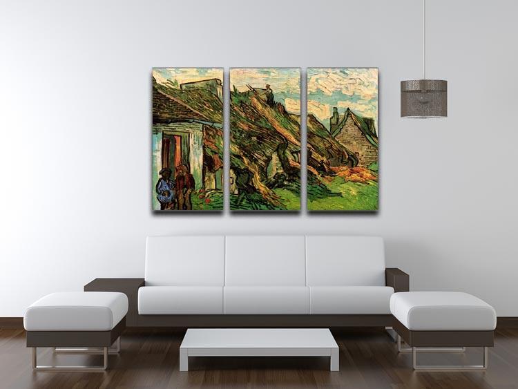 Thatched Sandstone Cottages in Chaponval by Van Gogh 3 Split Panel Canvas Print - Canvas Art Rocks - 4