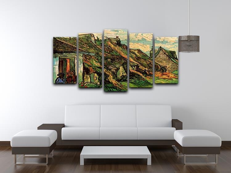 Thatched Sandstone Cottages in Chaponval by Van Gogh 5 Split Panel Canvas - Canvas Art Rocks - 3