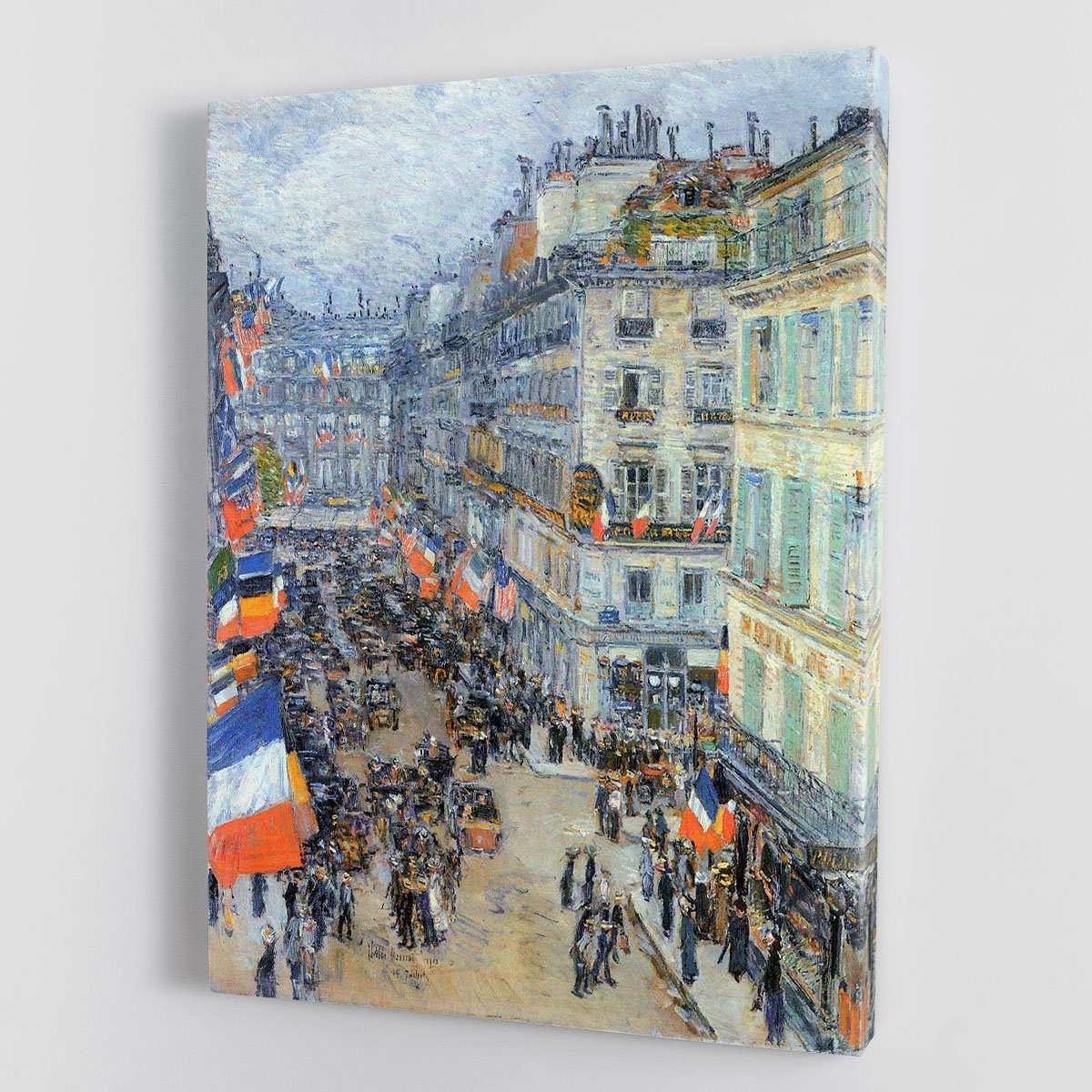 The 14th July Rue Daunou by Hassam Canvas Print or Poster