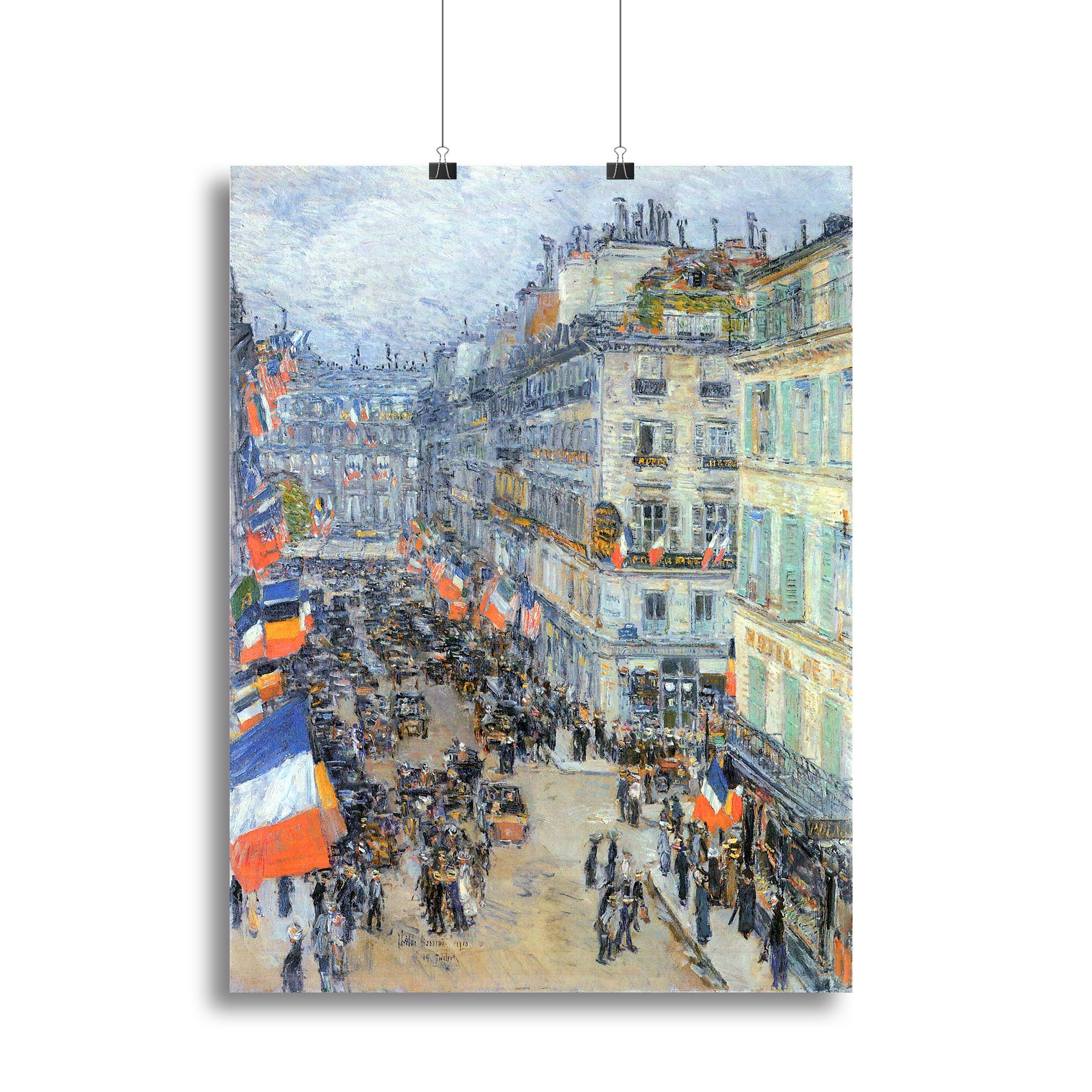 The 14th July Rue Daunou by Hassam Canvas Print or Poster