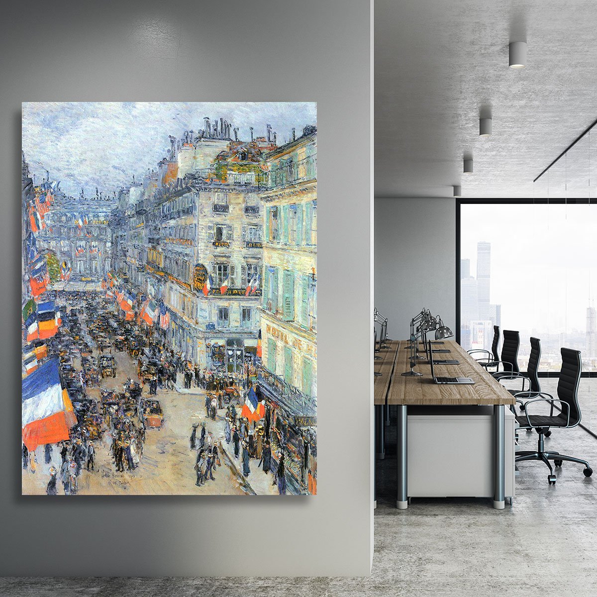 The 14th July Rue Daunou by Hassam Canvas Print or Poster