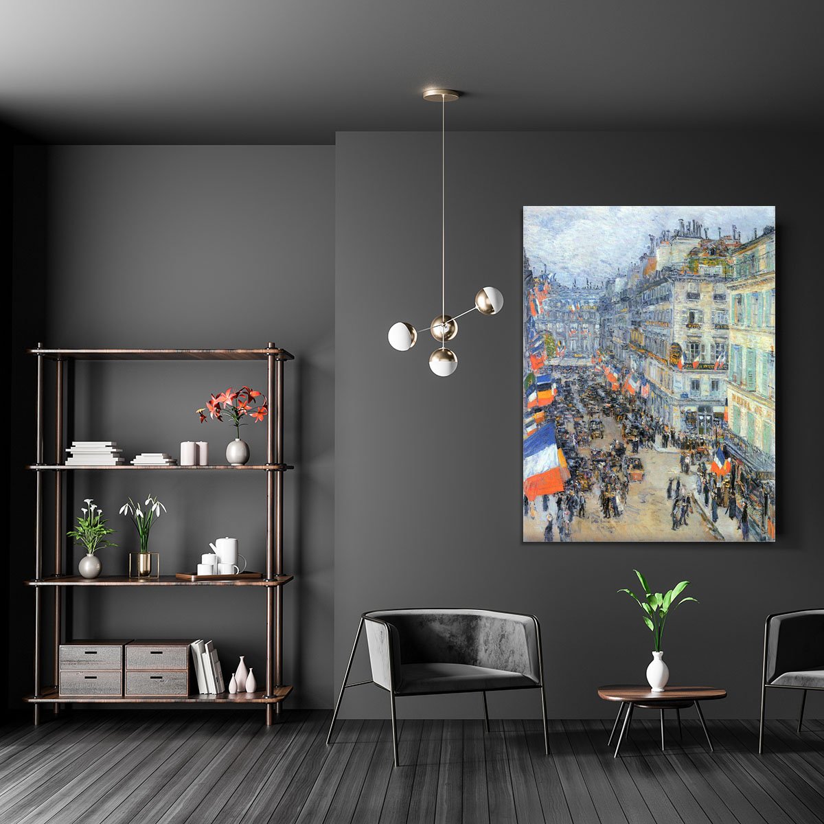 The 14th July Rue Daunou by Hassam Canvas Print or Poster