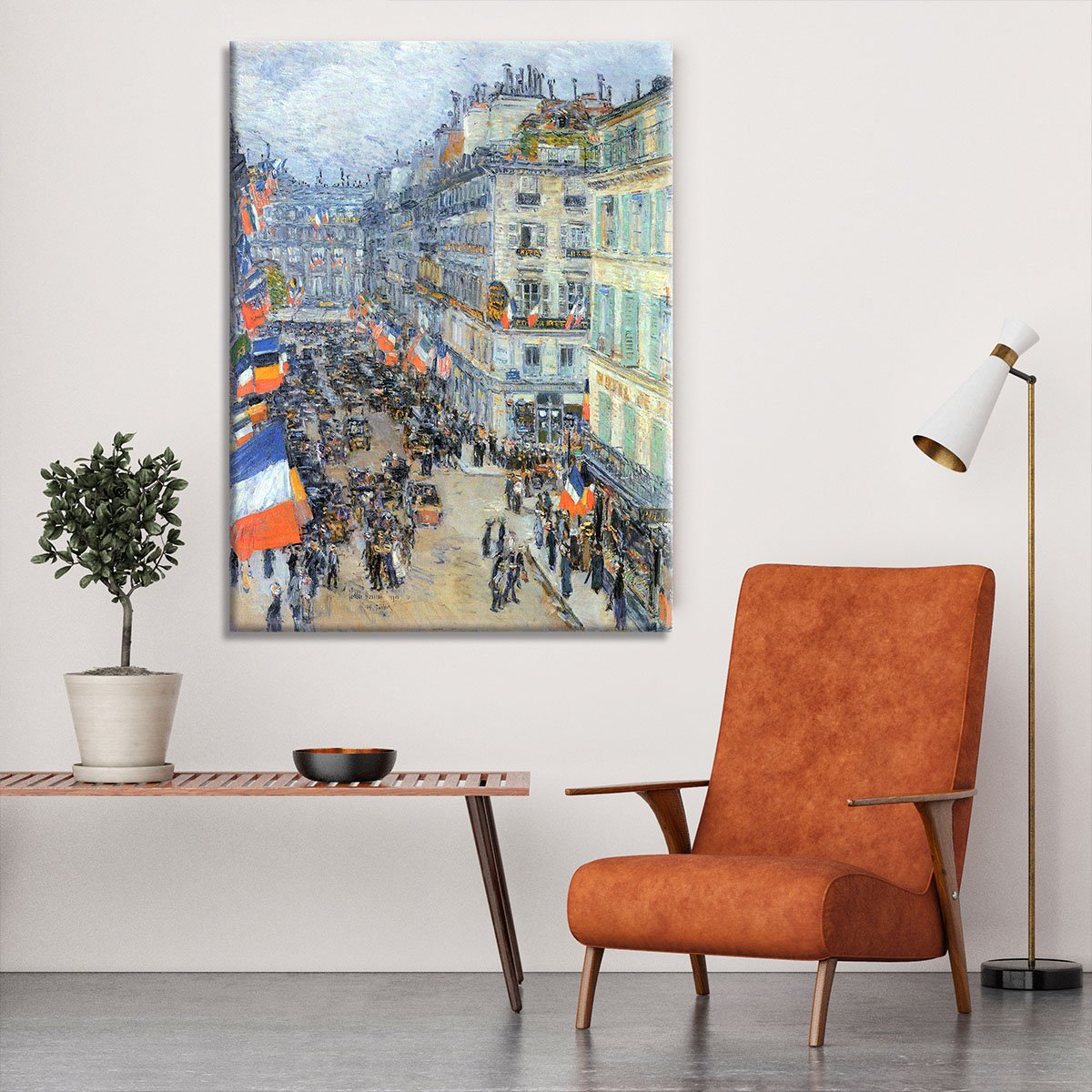 The 14th July Rue Daunou by Hassam Canvas Print or Poster