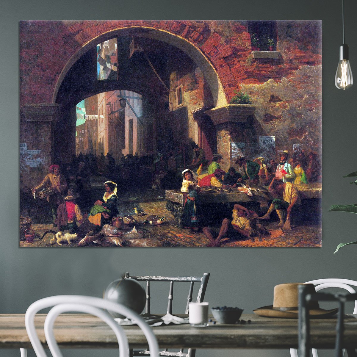 The Arc of Octavius Roman Fish market by Bierstadt Canvas Print or Poster