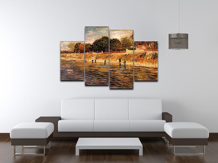 The Banks of the Seine by Van Gogh 4 Split Panel Canvas - Canvas Art Rocks - 3