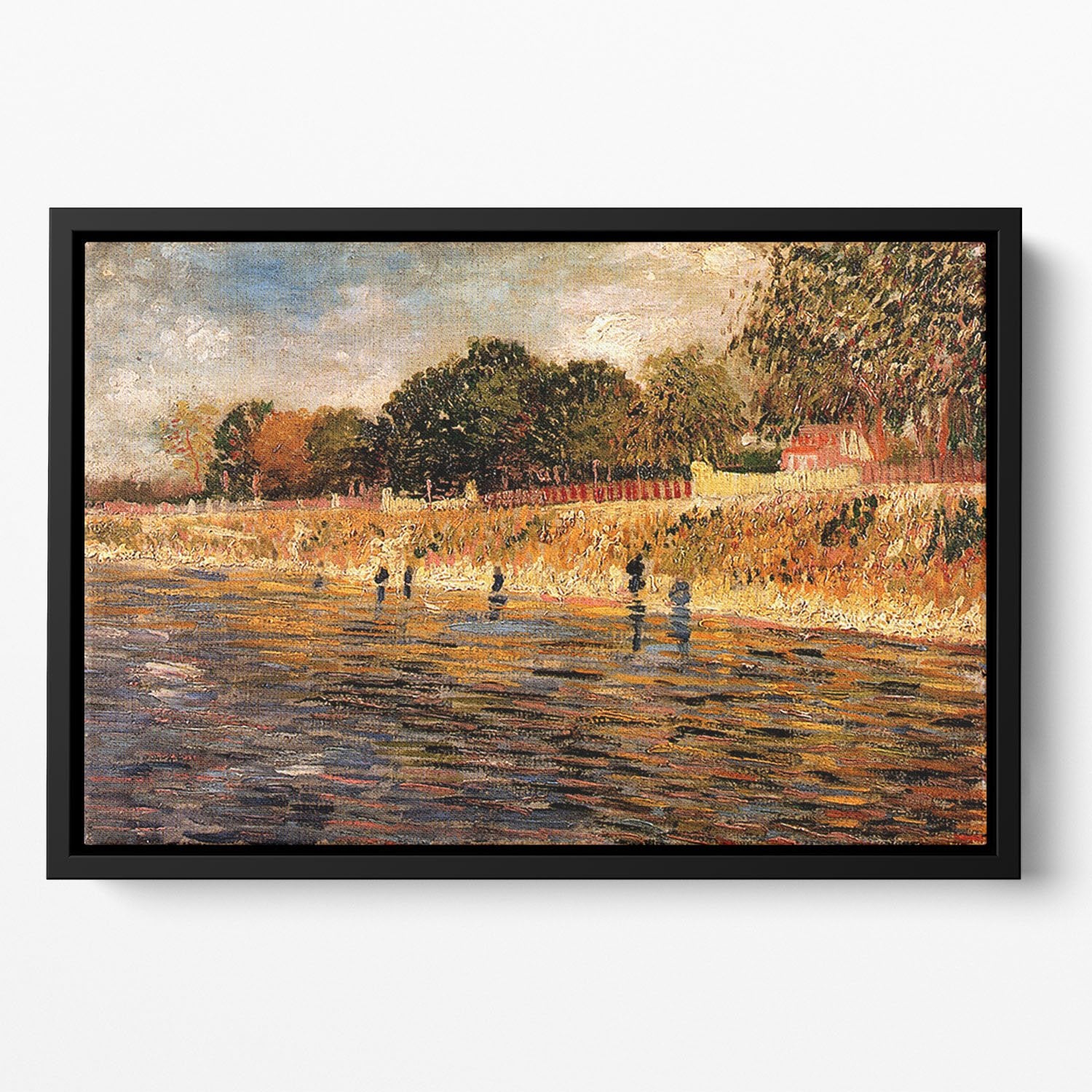 The Banks of the Seine by Van Gogh Floating Framed Canvas