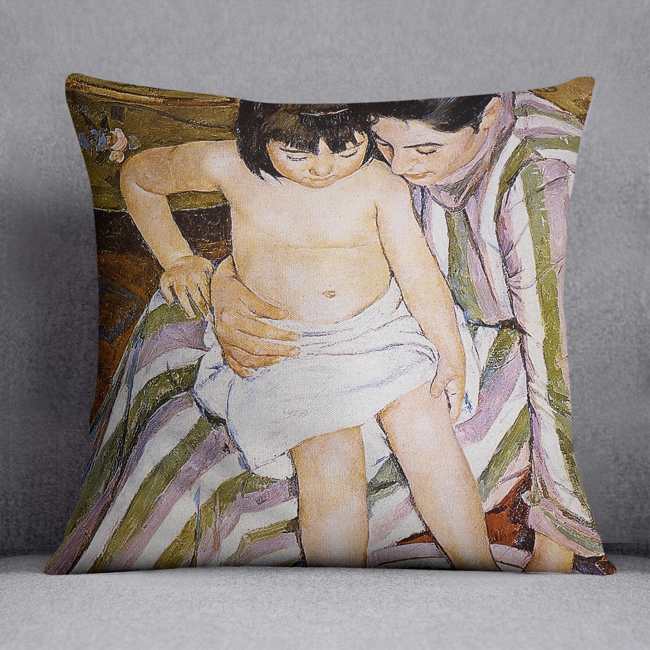 The Bath by Renoir Throw Pillow