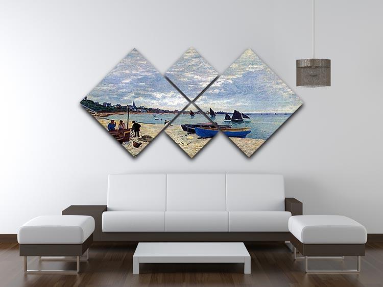 The Beach at Sainte Adresse 2 by Monet 4 Square Multi Panel Canvas - Canvas Art Rocks - 3