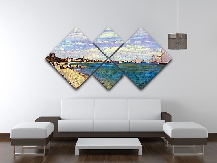 The Beach at Sainte Adresse by Monet 4 Square Multi Panel Canvas - Canvas Art Rocks - 3