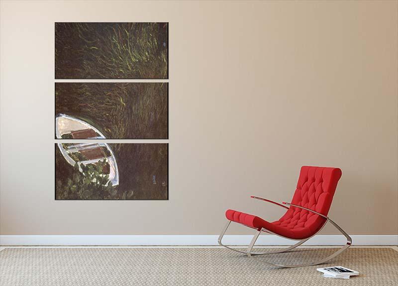 The Boat by Monet 3 Split Panel Canvas Print - Canvas Art Rocks - 2