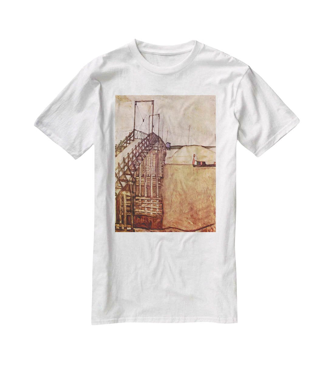 The Bridge by Egon Schiele T-Shirt - Canvas Art Rocks - 5