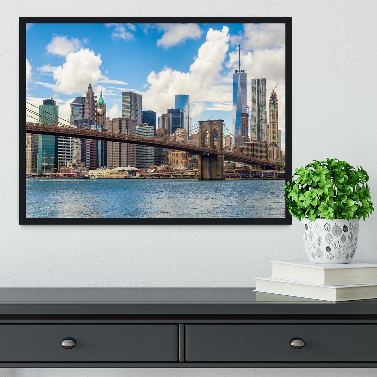 The Brooklyn Bridge Framed Print - Canvas Art Rocks - 2