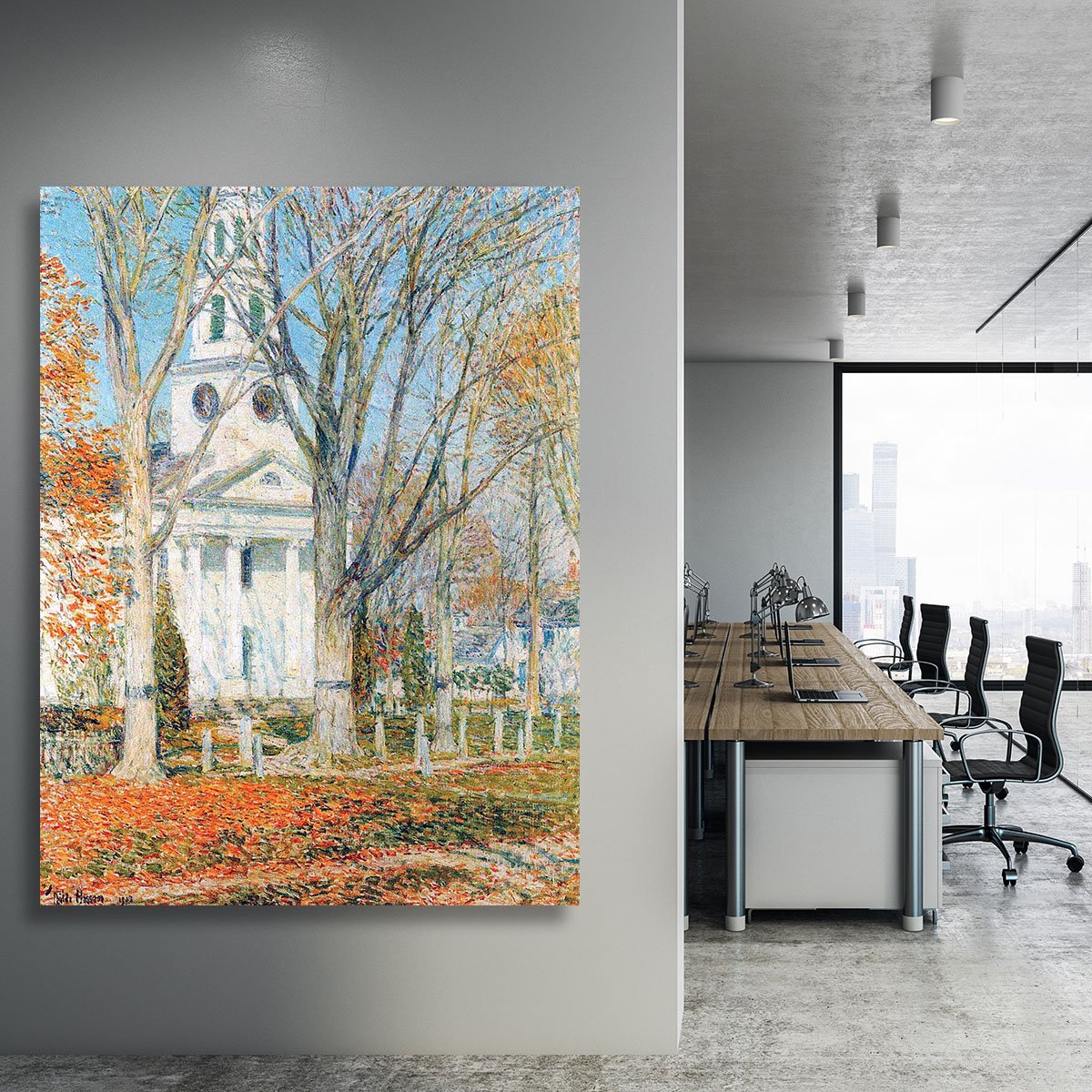 The Church of Old Lyme Connecticut 1 by Hassam Canvas Print or Poster