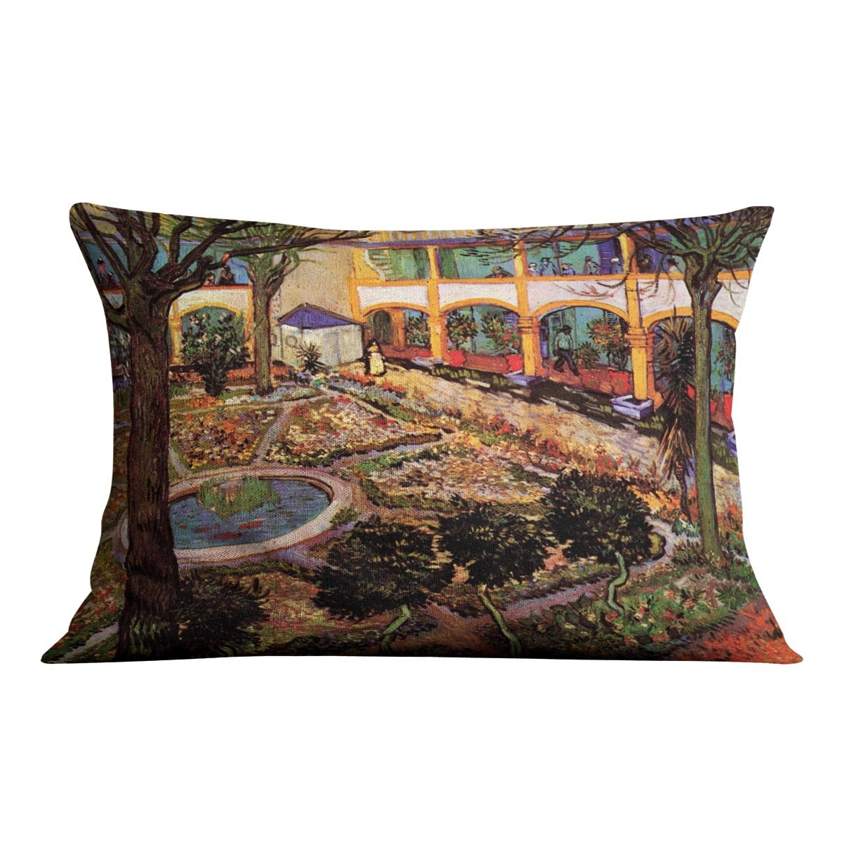 The Courtyard of the Hospital at Arles by Van Gogh Throw Pillow