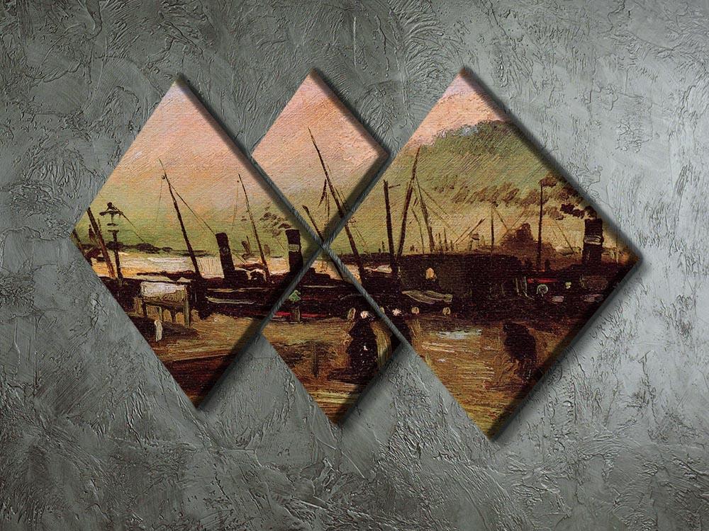 The De Ruijterkade in Amsterdam by Van Gogh 4 Square Multi Panel Canvas - Canvas Art Rocks - 2
