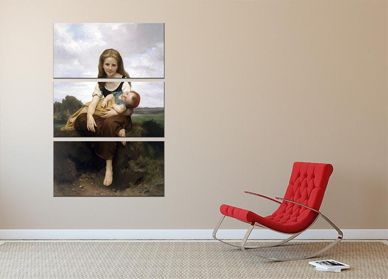 The Elder Sister By Bouguereau 3 Split Panel Canvas Print - Canvas Art Rocks - 2