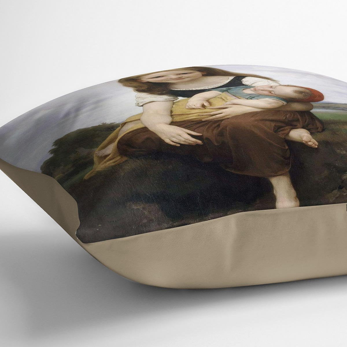 The Elder Sister By Bouguereau Throw Pillow