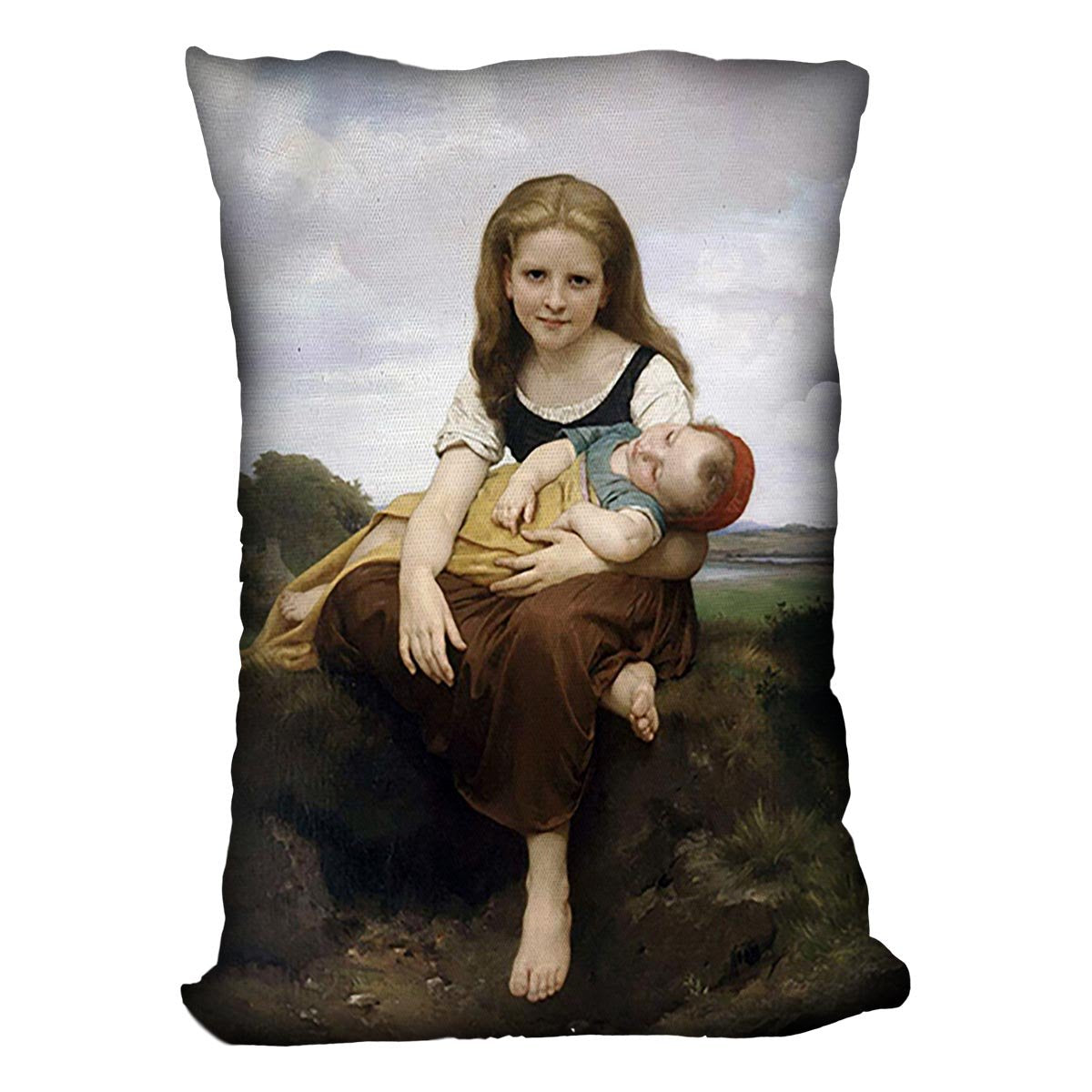 The Elder Sister By Bouguereau Throw Pillow