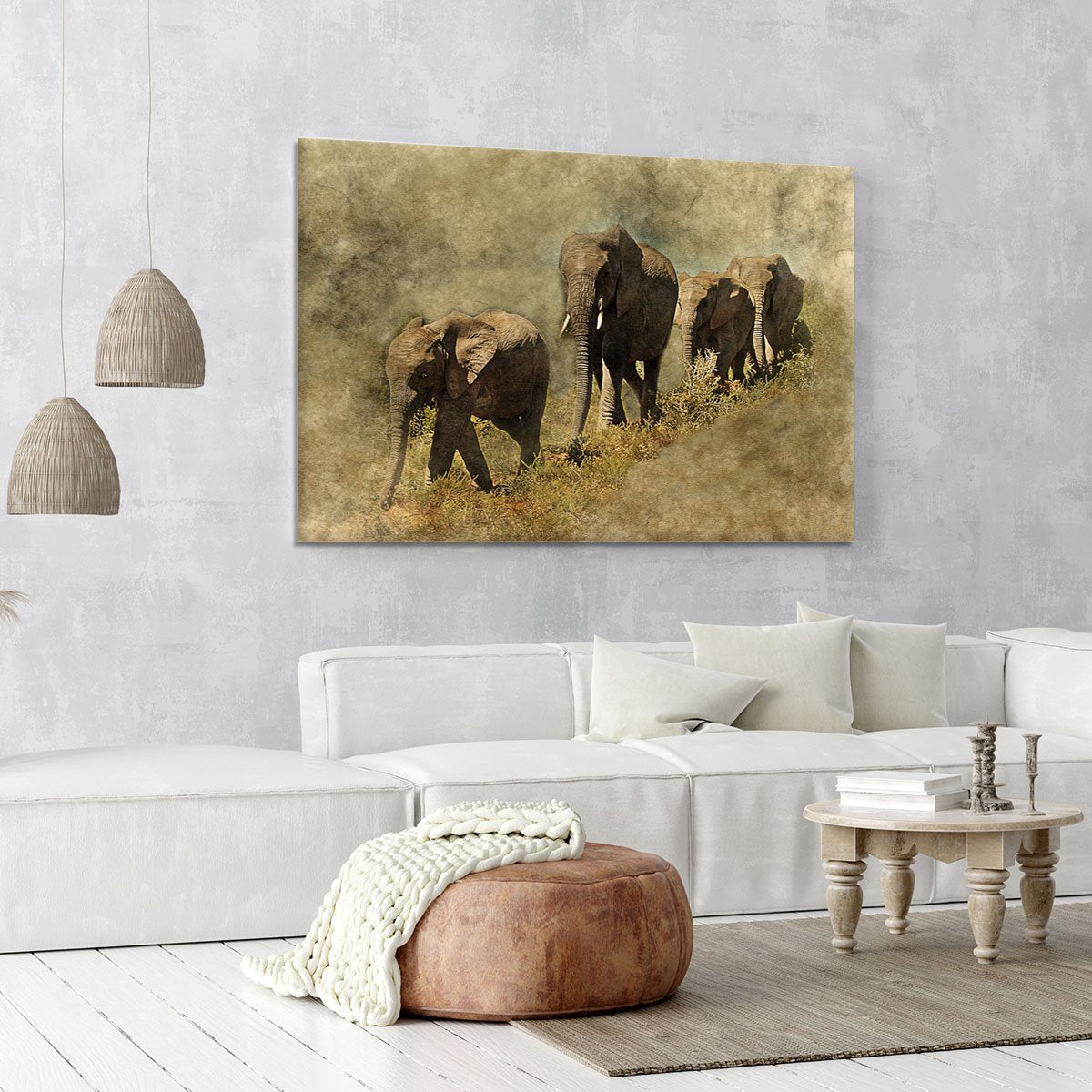 The Elephants March Canvas Print or Poster