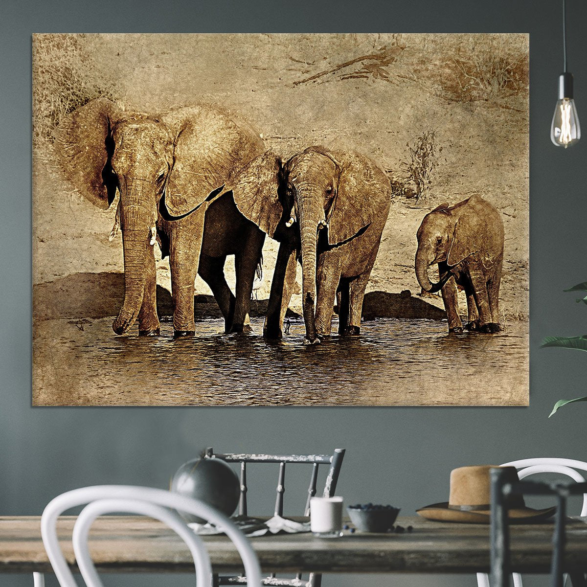 The Elephants March Version 2 Canvas Print or Poster